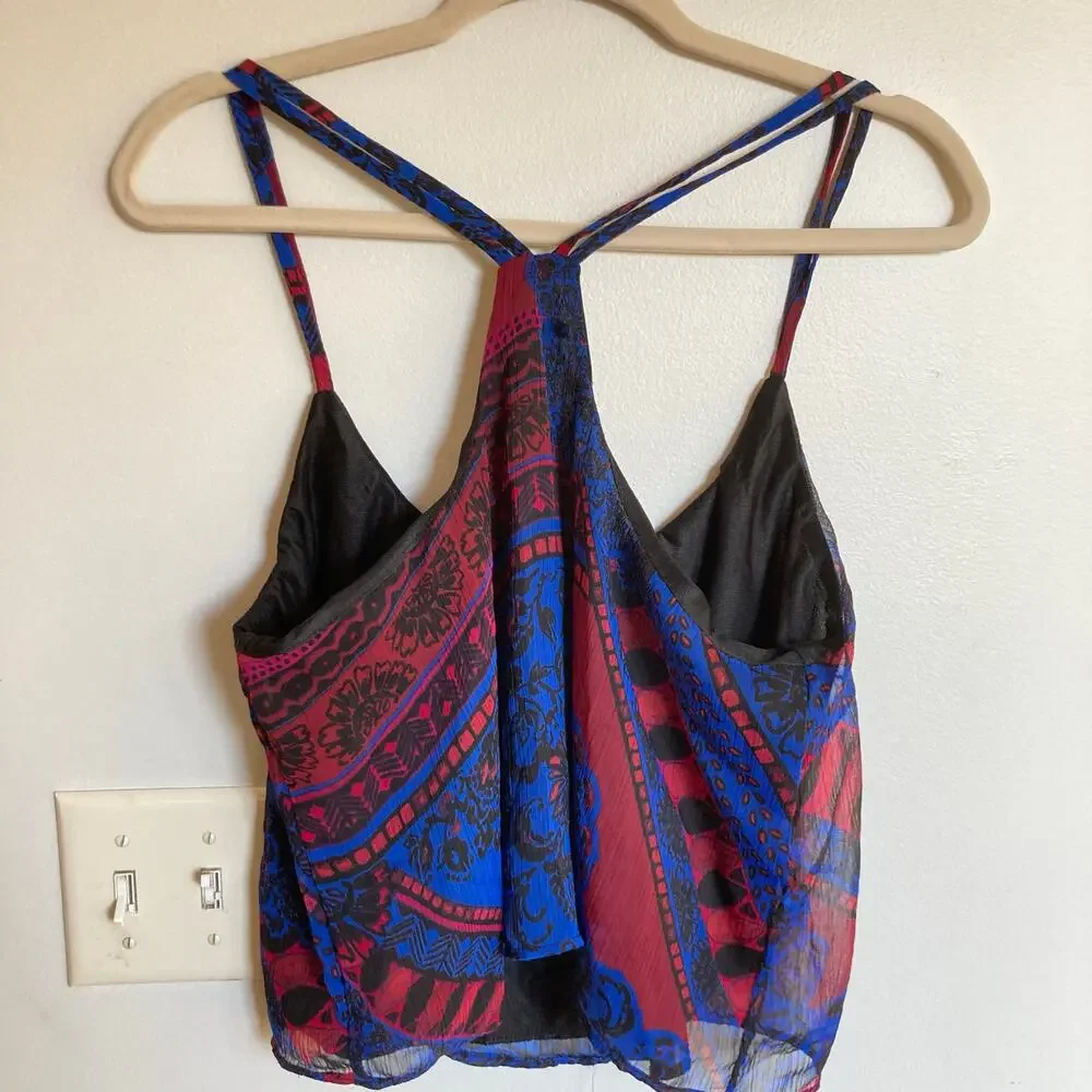 Y2K Charlotte Russe Womens L Beaded Paisley Tank Top Festival Hippie Going Out